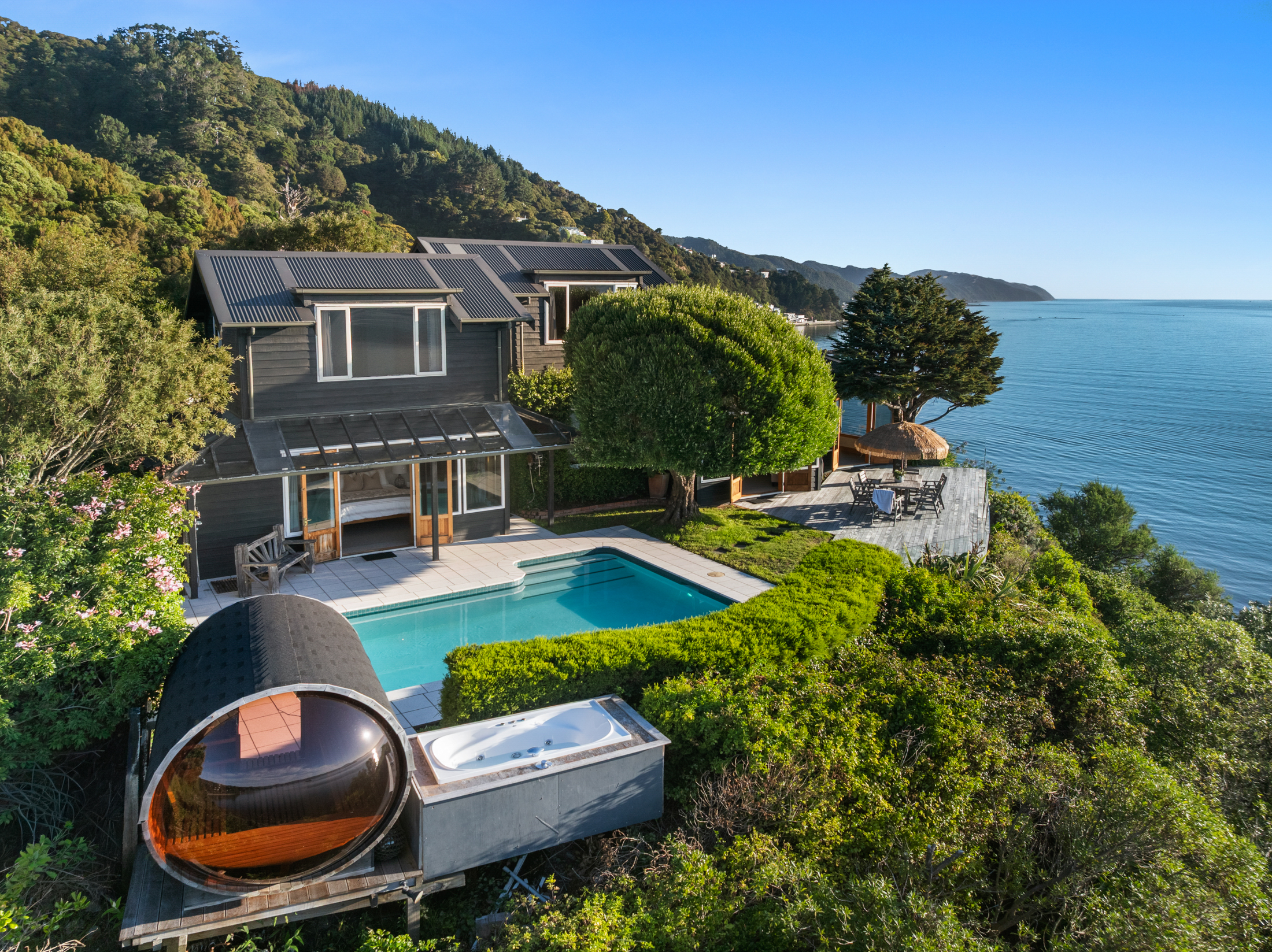 Aerial photography of a waterfront property