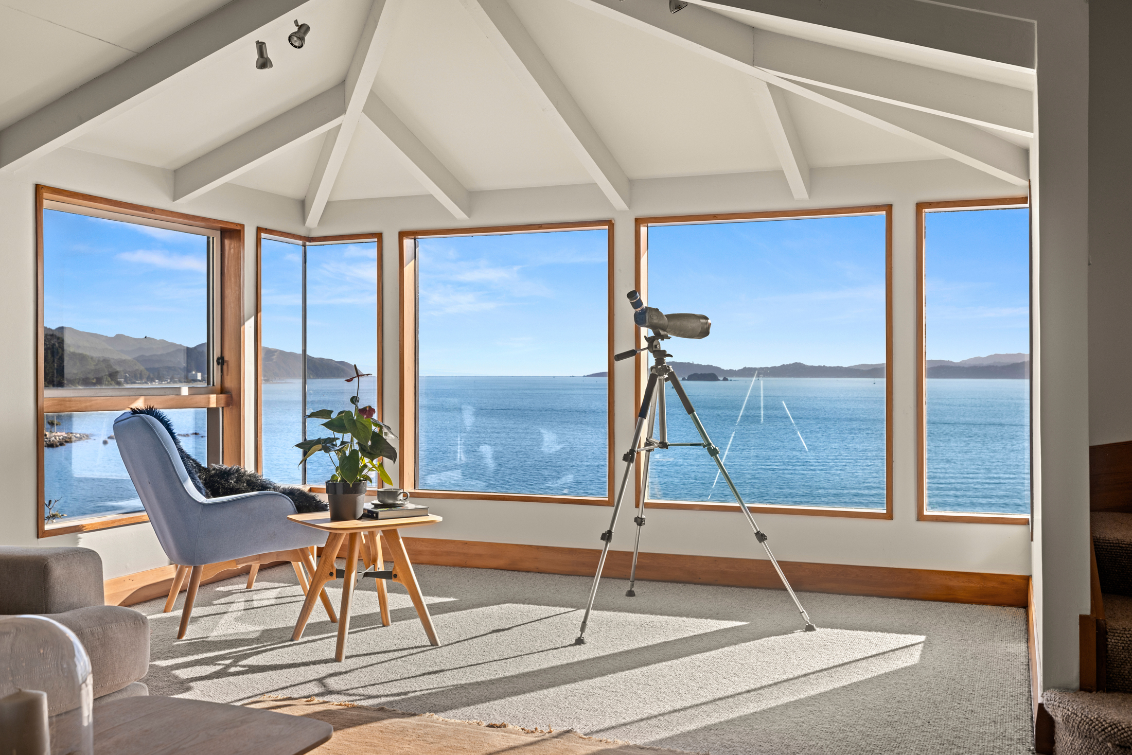 Interior photography of a waterfront living room