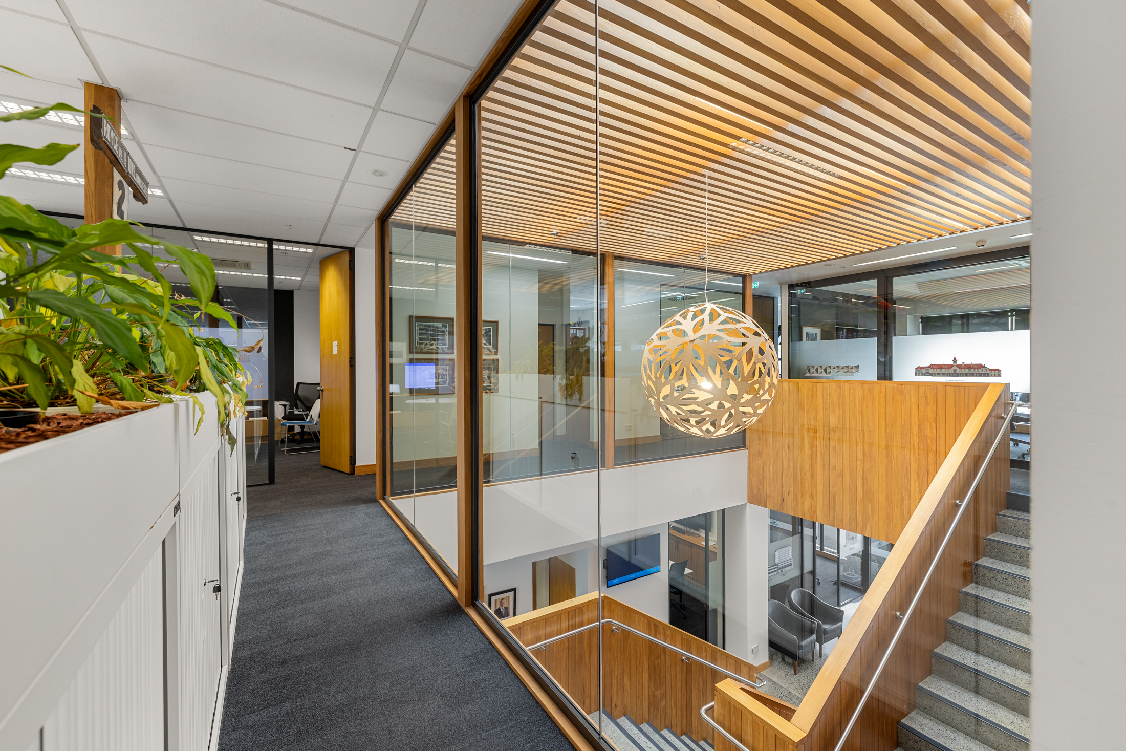 Modern office interior with timber details
