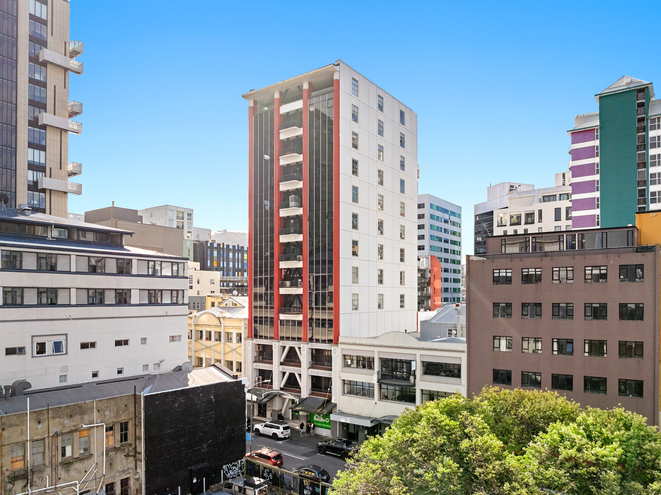 Wellington city outlook over Dixon Street rooftops