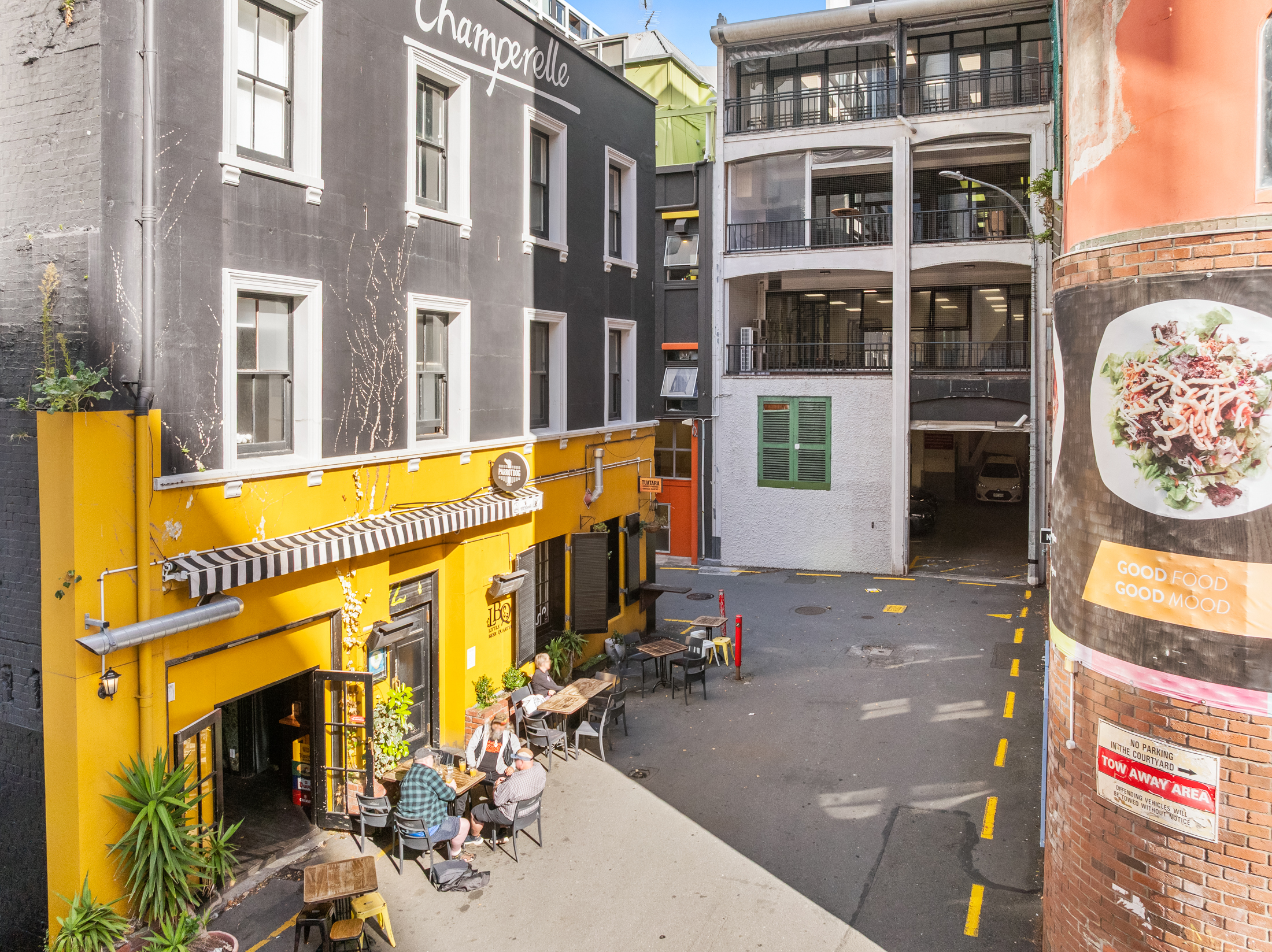 Inner-city courtyard with cafe, Dixon Street, Wellington